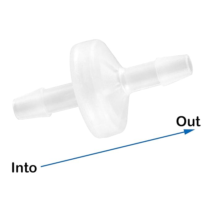 JoyTube 5 Packs Check Valve 5/32” (4 MM) One-Way PVDF Plastic Hose Barb for Liquid Air