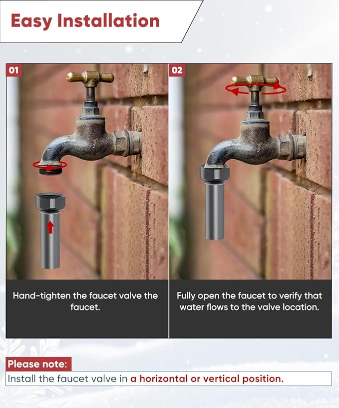 Outdoor Faucet Winter Freeze Protection Valve, Activates at Water Temperature Below 35.6°F/ 2°C, 3/4-Inch Thread Frost Proof Faucet Cover for for Garden, Lawn & Yard Spigot, Grey, 2Pack