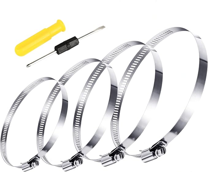 20pcs 304 Stainless Steel Adjustable 44-108mm Range Worm Gear Hose Clamps Assortment Kit from 2 Inch, 3 Inch, 4 Inch Fuel Line Hose Pipe Clamp for Dryer Vent Hose clamps (Silver)