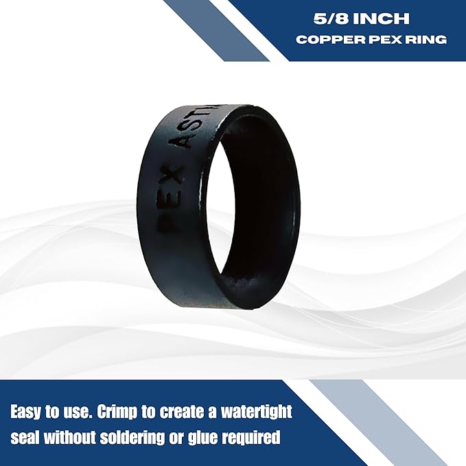 XFITTING 5/8 Inch Copper Pex Ring Black Oxidized Surface, 50 Pieces