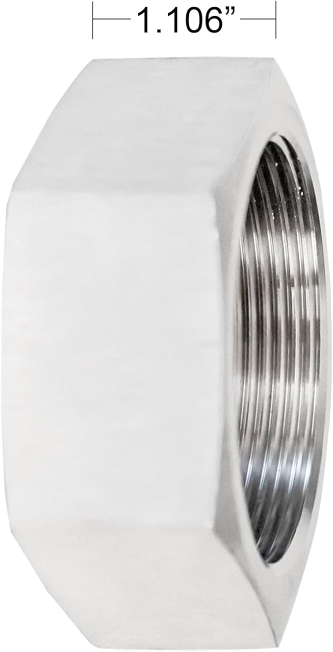 Stainless Steel 304 Hex End Cap 2" NPT Female Pipe Fitting 1pc
