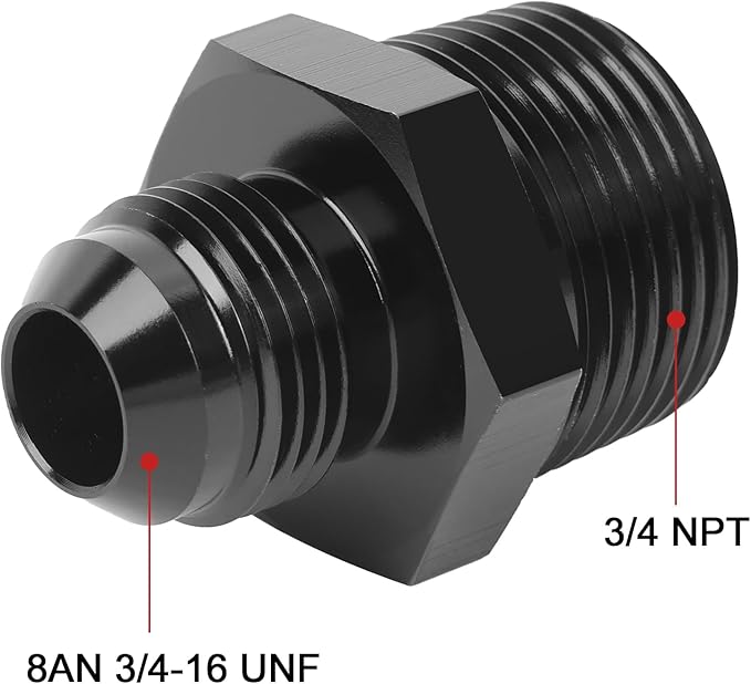 EVIL ENERGY 8AN Male Flare to 3/4" NPT Fitting Adapter Straight Aluminum Black