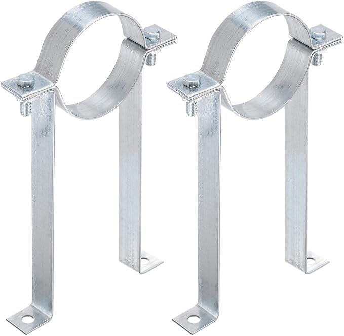 PATIKIL 4 Inch B Vent Wall Strap, 2 Pack Galvanized Round Gas Vent Pipe Strap Ventilation Open Ring Hanger Vent Wall Bracket for B Type Vent Pipe, Silver