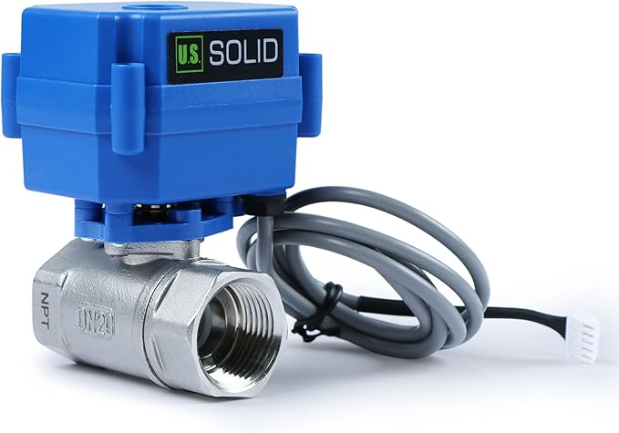 U.S. Solid Water Leak Detector - Water Alarm Leak Detect System with 3/4” Automatic Shut-Off Stainless Steel Motorized Ball Valve, Controller and 3 Sensors and Sound Alarm