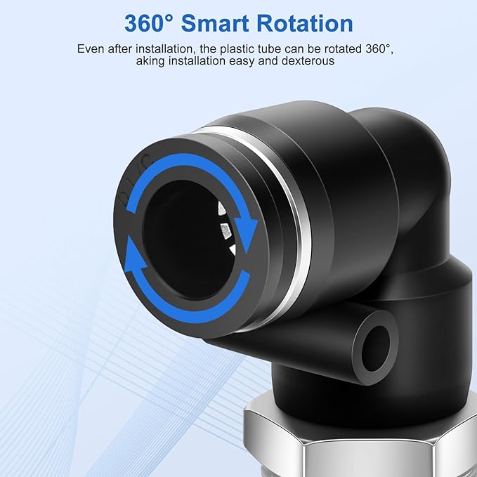 12 Pcs Push to Connect Fittings 5/16 Inch Tube OD x 3/8 Inch NPT Thread Pneumatic Male Straight and Elbow Quick Connect Air line fittings