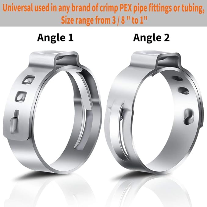 50 PCS 1Inch PEX Cinch Clamps Rings, 304 Stainless Steel PEX Fitting Clamps Pinch Crimp Rings for PEX Tubing Pipe Fitting Connections (Silver-1inch(50PCS))