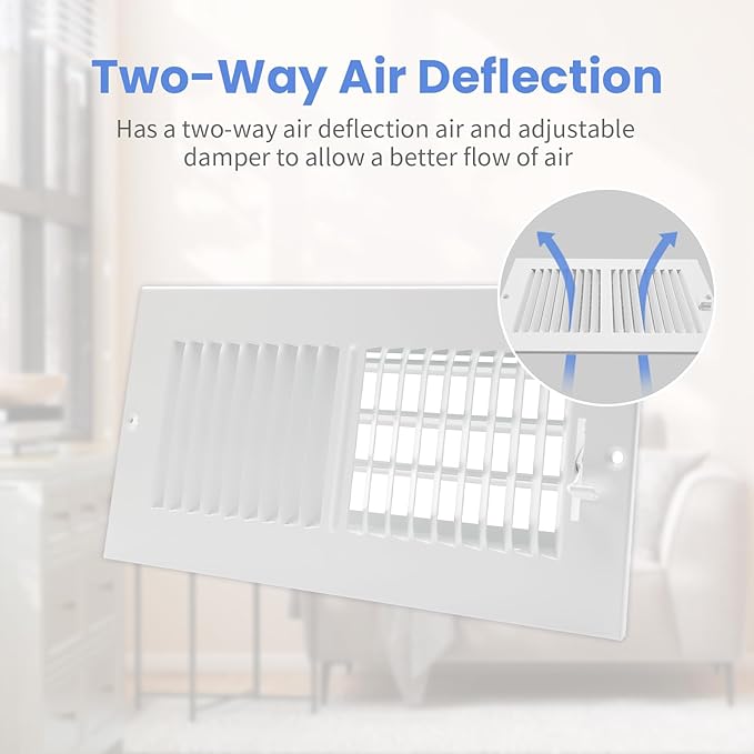 10 x 4 Inch [Duct Opening] Air Vent Covers for Wall or Ceiling - High Airflow 2 Way Steel Ventilation - Adjustable Wall/Ceiling Register, 11-3/4 Inch x 5-3/4 Inch [Overall Dimensions]