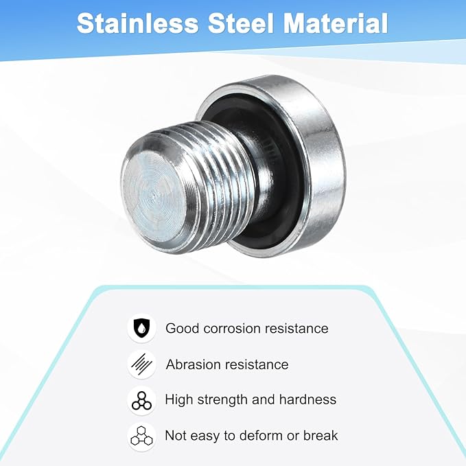 2-Pack M12x1mm Inner Hex Head Pipe Fitting Plug, Carbon Steel Sensor Socket Plug with Seal O-Ring for Terminate Pipe Ends/High Pressure Washer, Sealing Screw