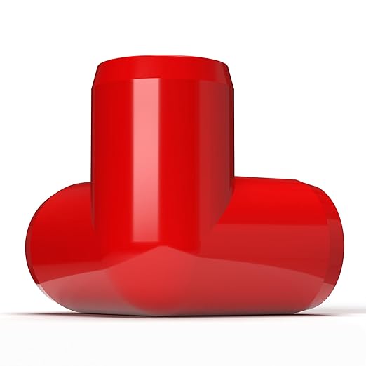 FORMUFIT 3/4” 3-Way Elbow Furniture Grade PVC Fitting in Red, Made in USA, UV-Resistant, Impact-Proof, 1.050” Actual Socket Diameter (Pack of 8)