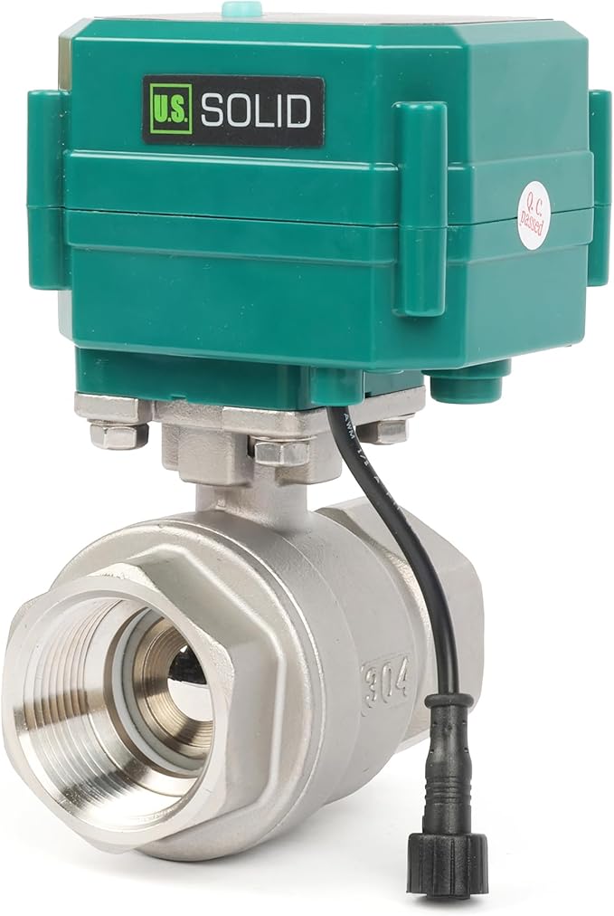 U.S. Solid 1-1/4" Smart Motorized Ball Valve - Stainless Steel Remote App Mobile-control Electrical Ball Valve with Manual Switch, Plug Connection