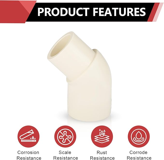 50-PACK EFIELD CPVC Street Elbow,1" Spigot x 1" Slip 45-Degree Elbow Fitting,(CPVC012-10-50PCS)