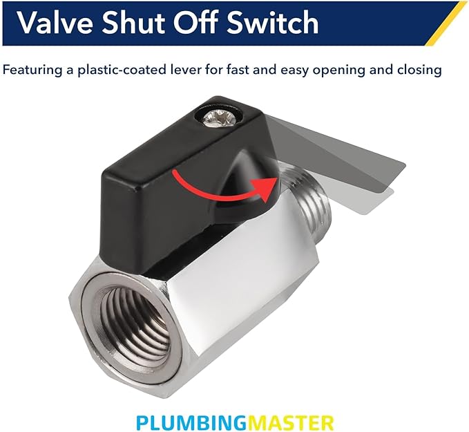 1/4" Mini Ball Valve NPT Female x Male Shut-Off Valve, 2-Way Full Port Shut Off Valve, Manual On/Off Control,for Water Air Oil Gas, Industrial & Household Plumbing Applications-4pcs