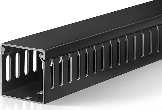 ZhiYo 2x2inCable Raceway, 6.6ft (2xL3.3ft) Server Rack Cable Management Under Desk Cord Organizer, Electrical Safe PVC Cable Channel Open Slot Wire Raceway for Network/PC/TVs, Wire Duct Black