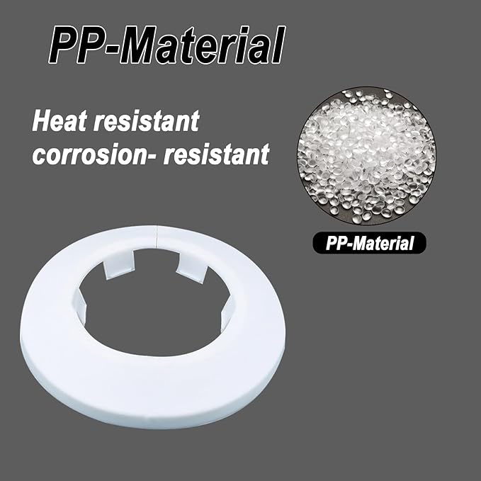 43mm Pipe Cover Decoration; Fit 1.69" Outer Diameter Pipe/Hole; White PP Plastic Escutcheon Collar; Snap-on Water Escutcheon Plate for Bathroom Kitchen Wall Tube Decor 1 Piece