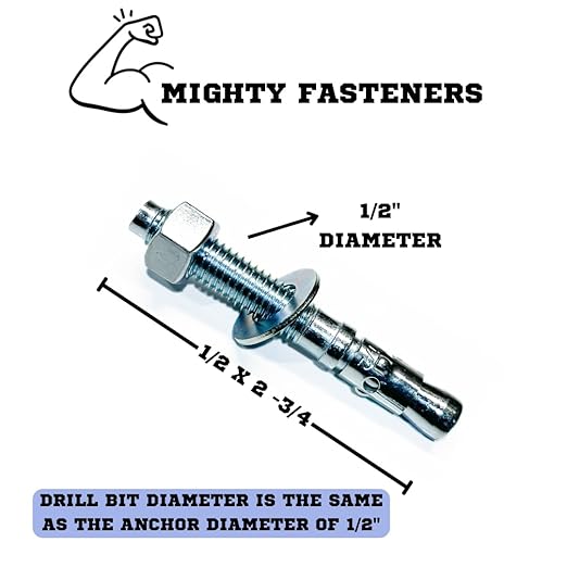 Zinc-Plated Steel Wedge Anchors, 1/2" X 2-3/4" - Heavy-Duty Mounting Bolts for Concrete - 25 Pack