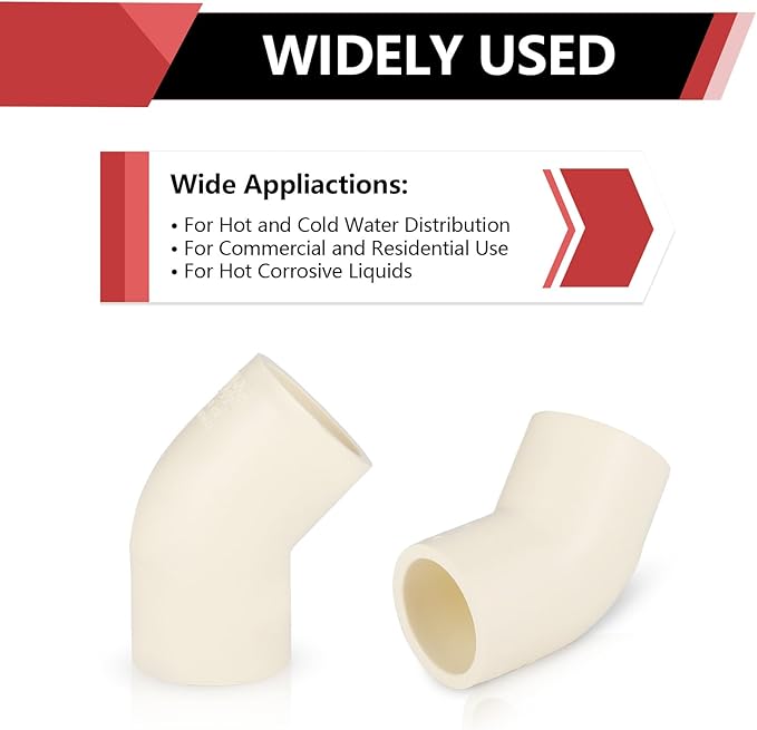 50-PACK EFIELD CPVC Elbow,1/2" Slip x Slip 45-Degree Elbow Fitting,(CPVC007-20-50PCS)