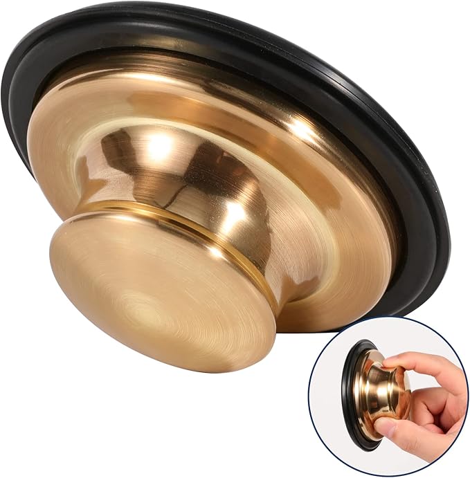RQYEKDO Garbage Disposal Flange Stopper Collar Sink Baffle Kit, Fit Universal 3-1/2 Inch Standard Sink Drain Hole，Kitchen Sink Flange Stopper Replacement Accessories,Stainless Steel (gold)