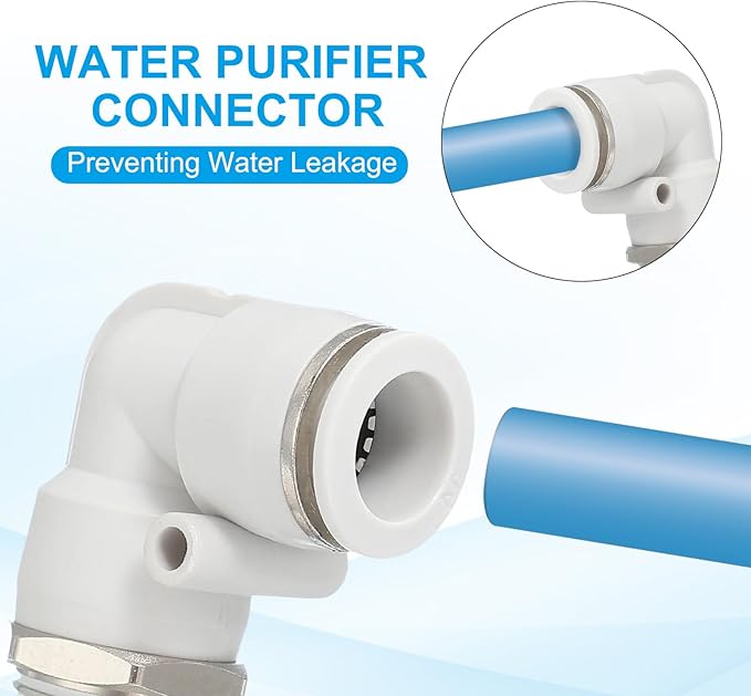 PATIKIL Push to Connect Fitting, 5 Pack Pneumatic Air Elbow Quick Connector 1/2"PT Male Thread x 14mm Tube 90 Degree Connect Tubing Elbow Air Tube Fitting Pneumatic Quick Adapter, White