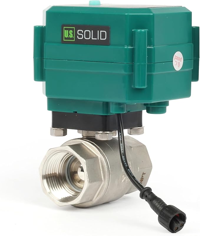 U.S. Solid 1" Smart Motorized Ball Valve - Stainless Steel Remote App Mobile-control Electrical Ball Valve with Manual Switch, Plug Connection