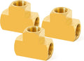 ChillWaves Brass Pipe Fitting, Barstock Tee 3/8" x 3/8" x 3/8" NPT Female Thread Adapter(3-PACK)