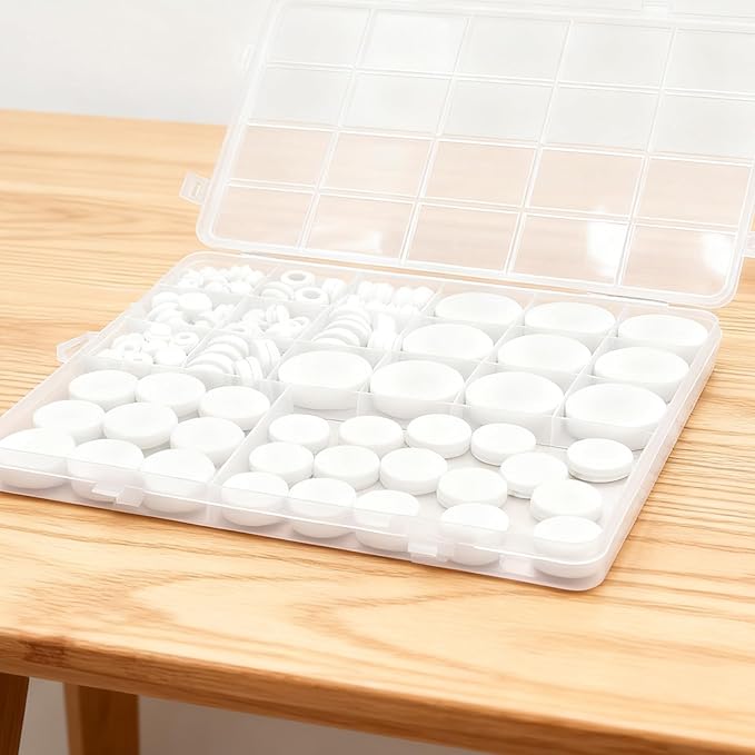125Pcs White Rubber Plug Box, Silicone Tool Various Sizes of Round Hole, Rubber Plugs for Round Holes, Silicone Plugs Suitable for Furniture Car Wiring