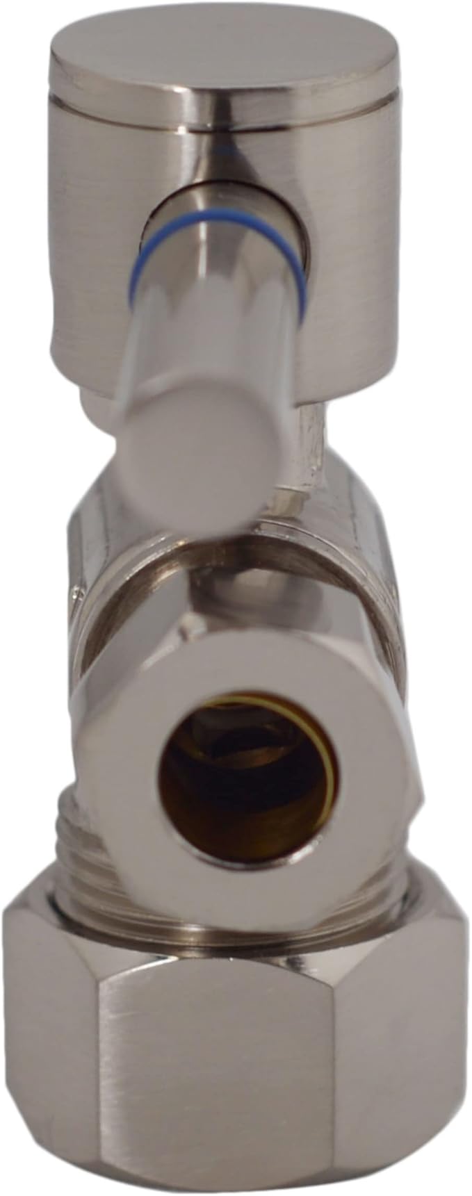 Westbrass R105BL-07 1/4-Turn Lever Handle Angle Stop Shut Off Valve, 5/8" OD x 3/8" OD, Satin Nickel