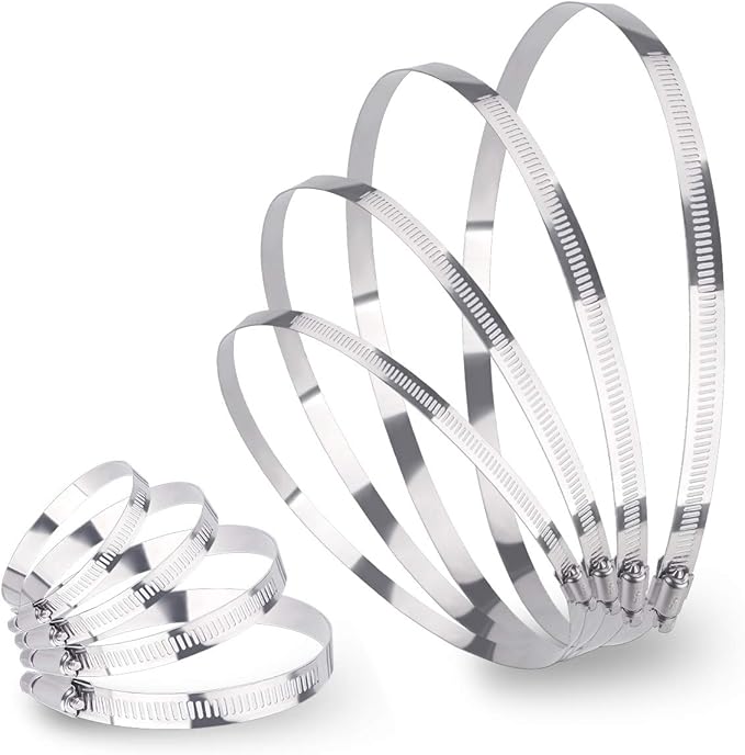 LOKMAN 10 Pack 3 Inch Stainless Steel Hose Clamps Worm Gear Duct Clamps Adjustable from 3 inch - 3.5 inch/ 75-90mm Fuel Line Hose Pipe Clamp for Dryer Vent Hose
