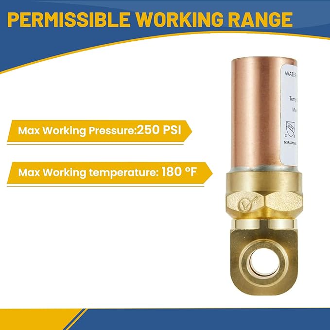 Water Hammer Arrestor,1/2Inch Tee Copper Water Arrestor,Pex-A Expansion Connection(10PACK,Copper Arrestor)(HAMMER008-10Pack)