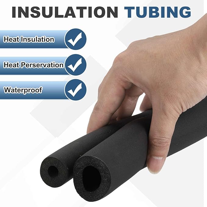 2pcs 1/4" ID Pipe Insulation Foam Tube, EPDM Pipe Cover 2/5" OD Wrap Roll Bar Tubing 4.9FT Long - Insulation Freeze Heat Preservation for Guitar Stand/AC Units/Exercise Machine