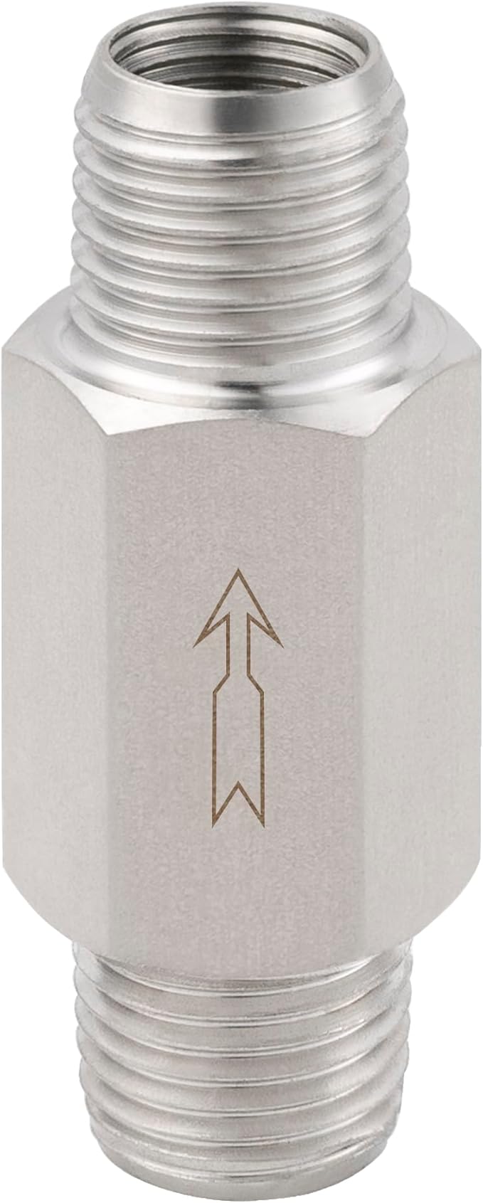 Yoebor 304 Stainless Steel Detachable Check Valve One Way Non-Return Valve for Water Oil Gas, 1pc (Mnpt x Mnpt, 1/4"-316)