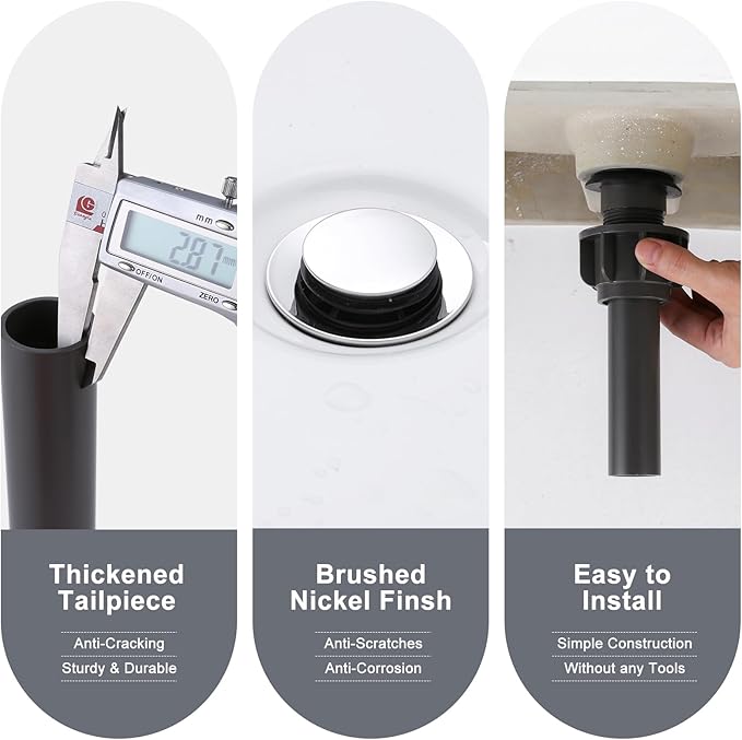 ALEASHA Bathroom Sink Drain with Overflow Vessel Sink Stopper,Pop Up Drain for Bathroom Sink Pop Up Drain Stopper for Hair Catcher,Chrome