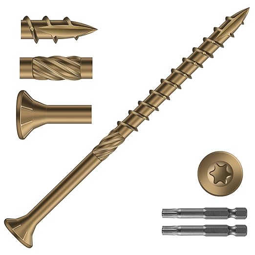 #10 x 3 Inch Deck Screws (135Pcs) 2lb. Carbon Steel, Yellow, Flat Head, Rust Resistant epoxy Coated, with T25 Star Bit