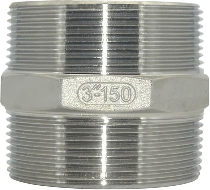 1/8" ~3" NPT Male Threaded Hex Nipple,Stainless Steel 304 Quick Coupler Pipe Fitting (3")
