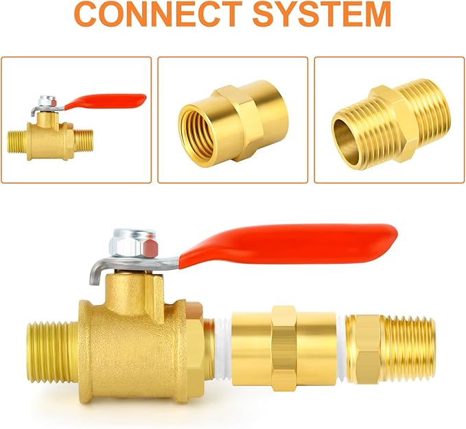 GASHER 24PCS Brass Pipe Fitting, Hex Nipple Brass Hex Coupler, 1/2" x 1/2" NPT Male Thread Pipe, 1/2Inch x 1/2Inch NPT Female Thread Pipe