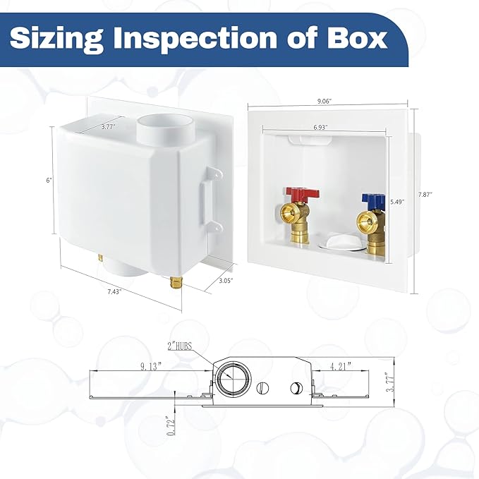 1-PACK GUOFIS Washing Machine Outlet Box, PEX Laundry Washer Box with Central and Side Drain Design(1/2"CPVC Connection Inlet X 3/4"MHT Outlet)(WM004)
