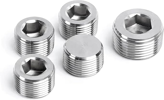 Stainless Steel 304 Hex Socket Plug, 3/8" NPT Male, Pack of 10