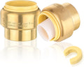 HeSun 2-Pack 3/4-Inch Pushfit Plug (End Cap) Brass Plumbing Fitting with Disconnect Clip for PEX, Copper, CPVC, PE-RT Pipes