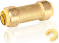 1-Pack HeSun Pushfit Check Valve, 3/4-Inch Push to Connect Plumbing Fittings with Disconnect Clip, Brass Push-fit Fittings for PEX, Copper, CPVC, PE-RT Pipes(PF-VALVE063)