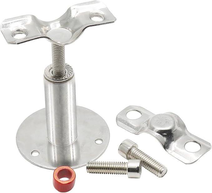 Piutouyar 2 Pcs Stainless Steel Wall Mount Ceiling Mount Pipe Support, Adjustable Pipe Ceiling Bracket Clamp Pipe Straps Fit for Dia 19mm(1/2inch) Pipe with Screws