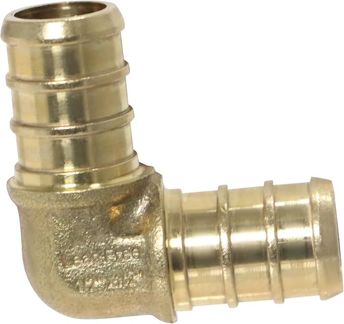 XFITTING 10 Pcs Brass Pex Elbow Crimp Fitting, 1/2 Inch, 23-3-2=10X