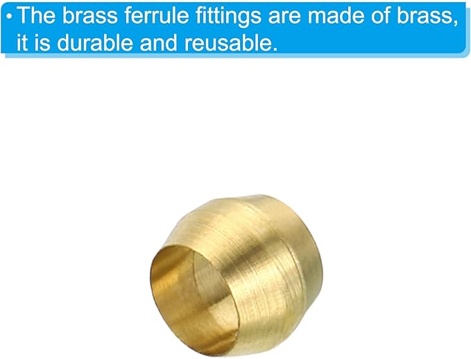Patikil 4mm Tube OD Brass Compression Sleeves and Ferrules, 20 Pack Brass Compression Insert Fitting Assortment Kit for Air, Water, Gas Pipe