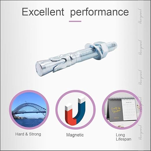 3/4" x 6-1/4" Wedge Anchor, for Cement and Concrete only, zinc-Plated Carbon Steel Screws and lag Bolts （ 30 pcs