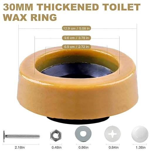 Extra Thick Toilet Wax Ring Replacement Kit, 2 Sets Wax Ring for Toilet For New Install or Re-seat, Universal Wax Ring Kit for Toilet with Flange and Bolts, Fits 3" & 4" Waste Lines, Easy Installation