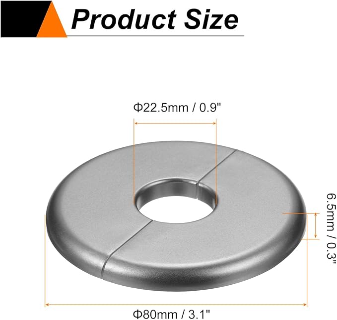 HARFINGTON 4pcs Wall Split Flange 22.5mm/0.9" Self-Adhesive Plumbing Cover Plates ABS Plastic Round Escutcheon Plate Buckle Design for Water Pipe Bathroom Kitchen Decoration, Gray