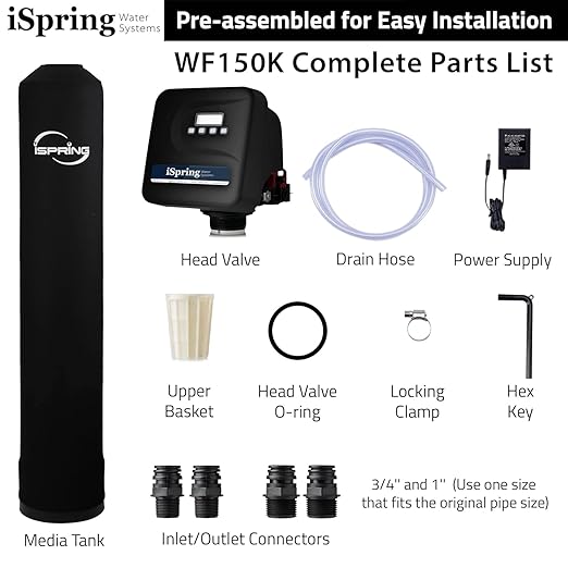 iSpring WF150K Whole House Central Water Filtration System with Set and Forget Smart Valve, Up to 10 Years