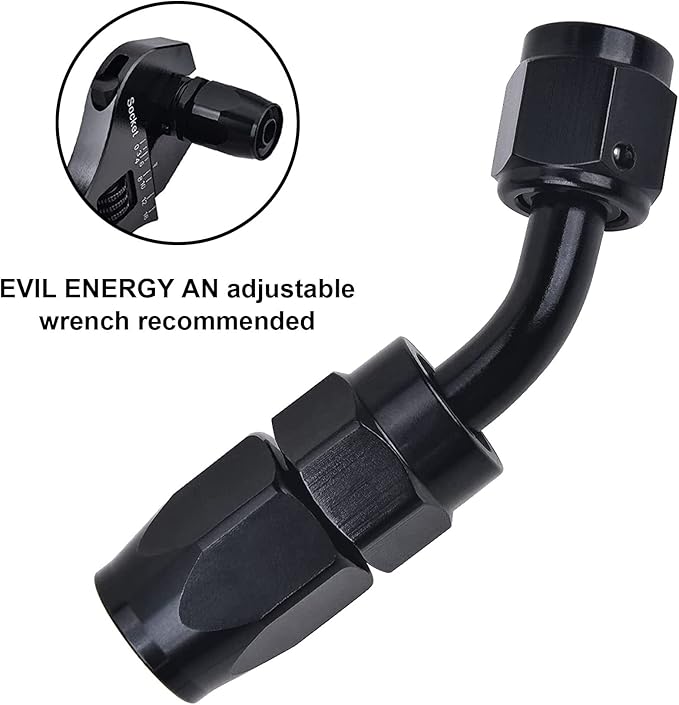 EVIL ENERGY 8AN Hose End Fitting 45 Degree Swivel for CPE Braided Hose Black