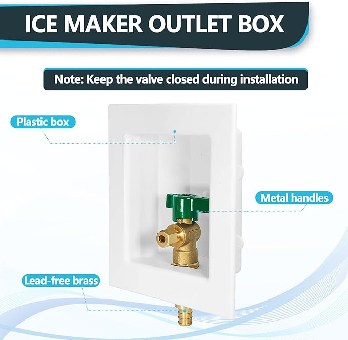 50-Pack Seelink Pre-Assembled Ice Maker Outlet Box, 1/2" PEX Crimp Inlet x 1/4" OD Compression Outlet, with Installed 1/4-Turn Ball Valve