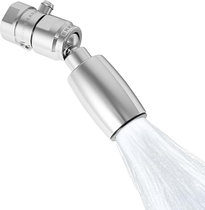 High Sierra® - Shower Head Pause & Pressure Control Valve - Solid Metal – Push-Button Valve Easily Controls the Flow of Water or Shuts It Off to Just a Trickle - Brushed Nickel Finish
