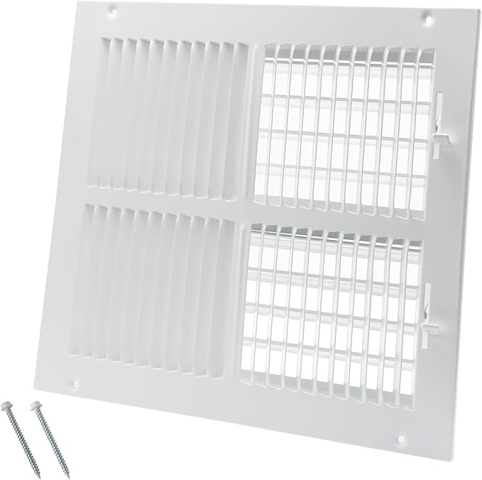 12 x 10 Inch [Duct Opening] Air Vent Covers for Wall or Ceiling - High Airflow 2 Way Steel Ventilation - Adjustable Wall/Ceiling Register, 13-3/4 Inch x 11-3/4 Inch [Overall Dimensions]
