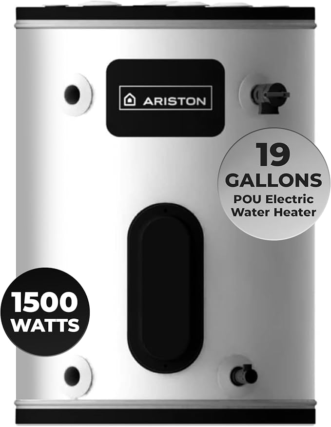 19 Gallon, 120V – Ariston Electric Water Heater – Compact Point of Use Tank for RV, Camper, Small Spaces, Plug-in Heating Solution for Under Sink, Versatile Electric Tank for Bathroom, Shower